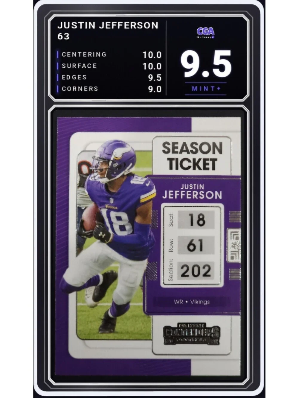 2021 Panini Contenders #63 Justin Jefferson Vikings NFL - CGA 9.5 Digital Grade